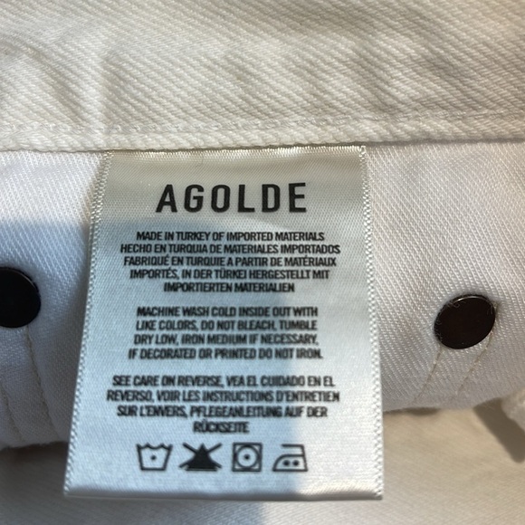 Agolde 90's Mid Rise Loose White Distressed Size 25 - Picture 10 of 15